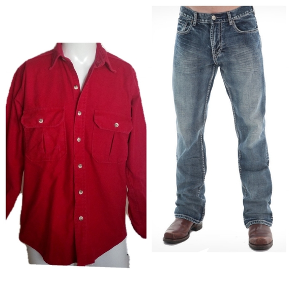 Vintage Cabelas Outdoor GearRed Long Sleeve Shir - Picture 3 of 10